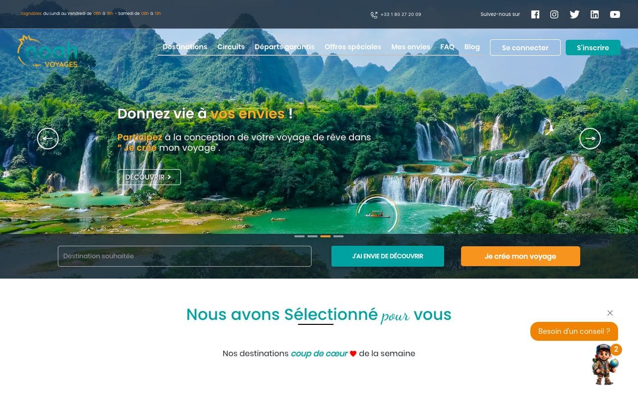 Preview of the Noah Voyages website